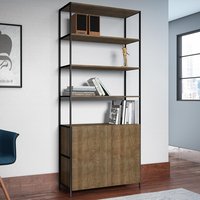Estante 02 Portas 04 Prateleiras Steel Quadra 27805 Vermont Preto Fosco Artesano