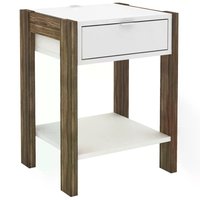 Mesa de Cabeceira Com Tomada 1 Gaveta AZ1016 Branco Nogal Tecno Mobili