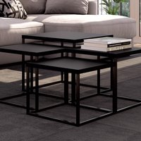 Conjunto Mesas de Centro Cube 04 Peças 24806 Linha Complementos Preto Preto Artesano