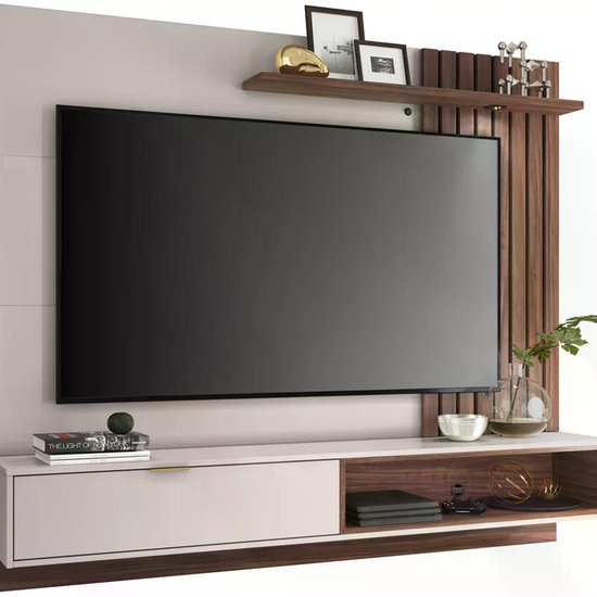 Painel Home Suspenso TV 65 Polegadas Tocantins Off White Nogueira Real CLB