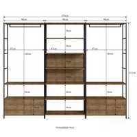 Conjunto Estantes Para Closet Steel Quadra 27803 Vermont Preto Fosco Artesano