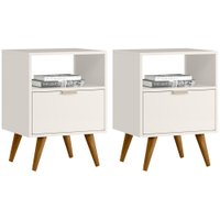 Kit 2 Mesas De Cabeceira Com 1 Gaveta 14050 Off White Cristal Dmad