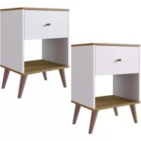 Kit 02 Mesas De Cabeceira 01 Gaveta RE001 Branco Mel PP Milani Store