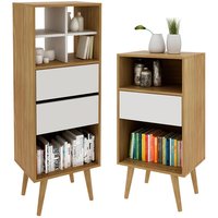 Conjunto De Estantes Para Sala E1715 E1716 Natural Off White Tecno Mobili