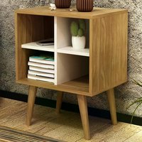 Mesa de Apoio Lateral 04 Nichos E1720 Natural Off White Tecno Mobili