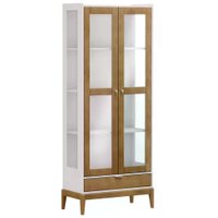 Cristaleira 2 Portas Com Vidro Em MDF/Madeira Maciça 2905 Milao Off White Freijo FNT