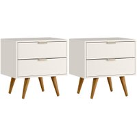 Kit 2 Mesas De Cabeceira 53 cm 2 Gavetas 14054 Off White Cristal Dmad