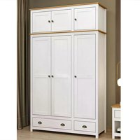 Guarda Roupa Solteiro Madeira Maciça 2 Peças 9104x9107 Topazio Branco Carvalho FNT