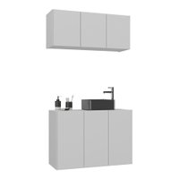 Conjunto Gabinete de Banheiro e Armário Aéreo 3 Portas Multimóveis MP5048 Branco