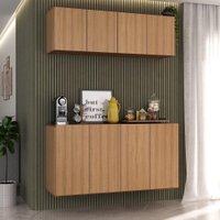 Kit Aparador Buffet com Armário Aéreo 4 Portas Cantinho do Café Multimóveis MP1074 Rustic