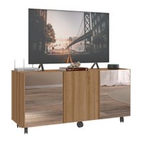 Rack TV até 32 Polegadas 3 Portas com Rodízios e Espelhos Multimóveis MP1076 Rustic