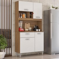 Armário de Cozinha Compacta 4 Portas e 1 Gaveta Multimóveis CR20233 Amêndola/Branco