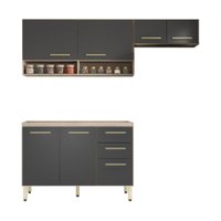Armário de Cozinha Compacta com Balcão Multimóveis CR20235 Avena/Grafito