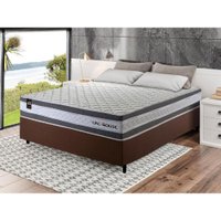 Conjunto Cama Box c/ Molas Ensacadas Alpine Cinza Casal 138x188x65
