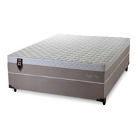 Conjunto Cama Box Casal Sheffield 138x188x65 Bege c/ Molas Ensacadas