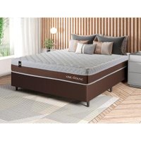 Conjunto Cama Box c/ Molas Ensacadas Venice Marrom Casal 138x188x60