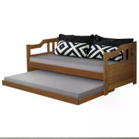 Sofa Cama Solteiro Com Cama Auxiliar Madeira Imbuia AT Moveis