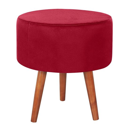 Puff Puf Redondo Pes Palito 44x40cm Suede Vermelho MPassos