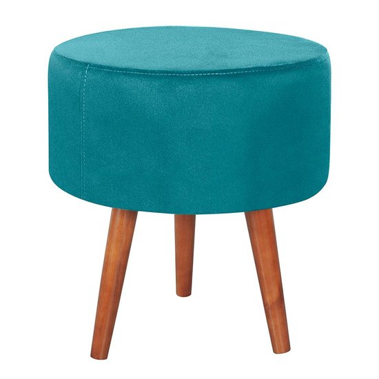 Puff Puf Redondo Pes Palito 44x40cm Suede Azul MPassos