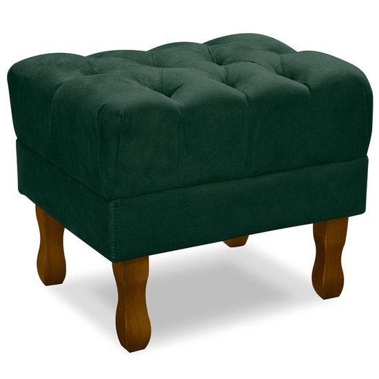 Puff Puf Retro Capitone 52x44cm Suede Verde MPassos