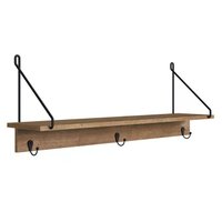 Prateleira Decorativa Com 03 Ganchos 90CM 27894 Vermont Preto Artesano