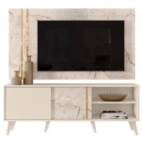 Rack Com Painel Para TV 65 Polegadas 7131 Calacata Off White Madetec