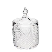 Potiche Decorativo de Vidro Cristal Palmeira com Tampa 10x15cm Lyor Bomboniere Baleiro