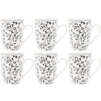 Conjunto de 6 Xícaras de Chá 310ml de Porcelana com Infusor Tampa e Filtro Canecas Tiny Flowers Lyor