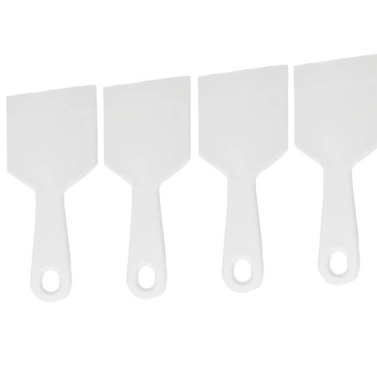 Kit 4 Espátulas Culinária Chapeiro Doces Profissional Gourmet Branca 10x24cm Larga