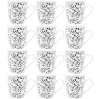 Jogo de Xícaras de Porcelana 12 Canecas com Infusor de Chá e Tampa 310ml Tiny Flowers Lyor