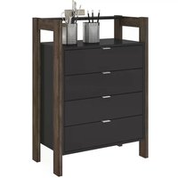 Gaveteiro 04 Gavetas Multiuso Escritorio Ou Closet AZ1012 Preto Nogal Tecno Mobili