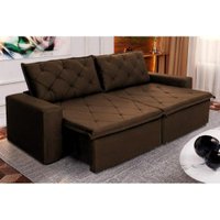 Sofá Cama Retrátil Reclinável 2,30m Bangkok Suede Velut Marrom molas no Assento - King House