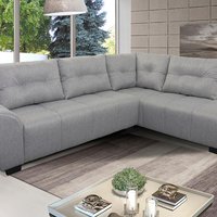 Sofá de Canto 6 Lugares Hellen Jacquard Prata e 205/273 cm