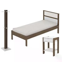 Quarto Solteiro 3 Peças CM8004 AZ1016 AZ1018 QT1 Nogal Branco Tecno Mobili