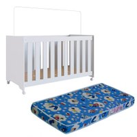 Berço Com Colchao E Rodizios LA012 Branco Comm