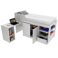 Cama Infantil Multifuncional Com Escrivaninha CM8021 Branco Tecno Mobili