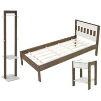 Quarto Solteiro 3 Peças CM8006 AZ1016 AZ1019 QT4 Nogal Branco Tecno Mobili