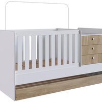 Berço Multifuncional Com Cama Auxiliar BB690 Branco Montreal Completa Moveis