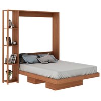 Cama Retratil De Parede Casal CM8014 Amendoa Tecno Mobili