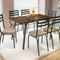 Conjunto De Mesa Lotus 136cm Preta Com 06 Cadeiras 118 Rattan