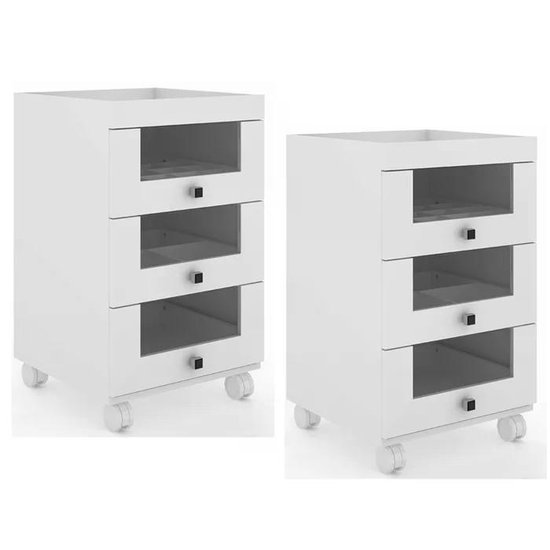 Kit 02 Carrinhos Organizador de Maquiagem PE2013 Branco Tecno Mobili