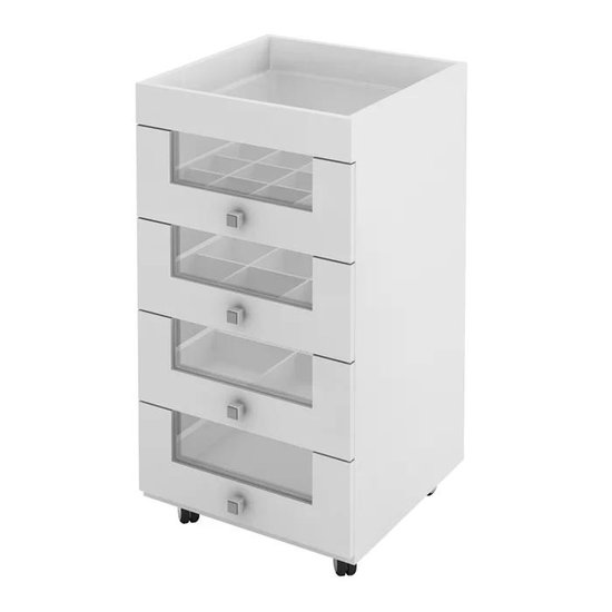 Carrinho Organizador de Maquiagem 4 Gavetas PE2009 Branco Tecno Mobili