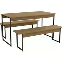Mesa Com 2 Bancos Estilo Industrial Crome LI013 Freijo Preto Kappesberg