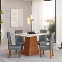 Conjunto de Mesa Dulce DJ 1,20X0,90 com 4 Cadeiras Zoe - Freijo/Off White/Cinza
