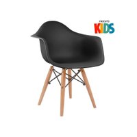 Cadeira Infantil Eames Junior Com Apoio De Braços Preto