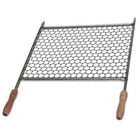 Grelha para Churrasqueira 64x48cm Moeda Aço Inox 430 com Cabos de Madeira Grande Utimil