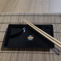 Kit 6 Pratos para Sushi Comida Japonesa com Porta Shoyu Oriental Preto Uno Coza
