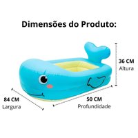 Banheira Inflável para Bebê Portátil Compacta Baleia Feliz Buba Azul