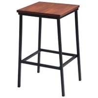 Banqueta Alta Base Aço Preto I02 Madeira Taeda Castanho Dmobiliario