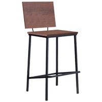 Banqueta Alta Base Aço Preto I01 Madeira Taeda Castanho Dmobiliario